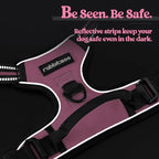 rabbitgoo Dog Harness No Pull with 2 Leash Clips, Adjustable Soft Padded, Reflective Oxford No Choke Pet Vest with Easy Control Handle for Large Dogs, Pink, XL