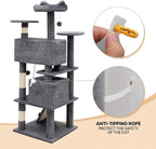MoNiBloom 54 Inch Cat Tree Tower for Indoor Cats Large Adults, Cat Tower with Scratching Post, Multi-Level Furniture Activity Center with Cat Condo Pet Play House, Smoky Grey