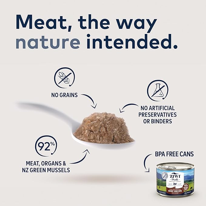ZIWI Peak Canned Wet Cat Food – All Natural, High Protein, Grain Free, Limited Ingredient, with Superfoods (Beef), 6.5 Ounce (Pack of 12)