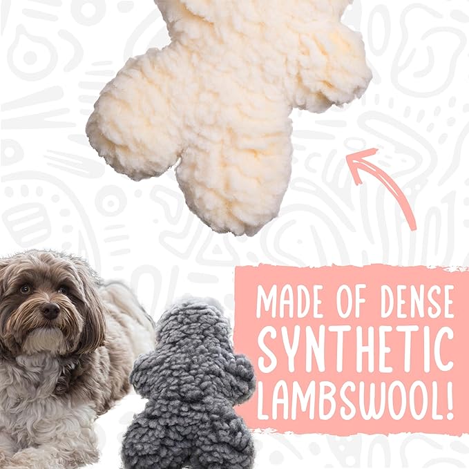 HuggleHounds Plush Dog Toy - Fuzzy Dog Toy, Plush, Soft Fleece, Interactive, Durable, For Small and Large Breeds, Puppy Toy - HuggleFleece Man, Grey