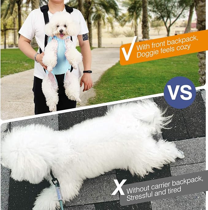 Pawaboo Pet Carrier Backpack, Adjustable Pet Front Cat Dog Carrier Backpack Travel Bag, Legs Out, Easy-Fit for Traveling Hiking Camping for Small Medium Dogs Cats Puppies, Small, Blue