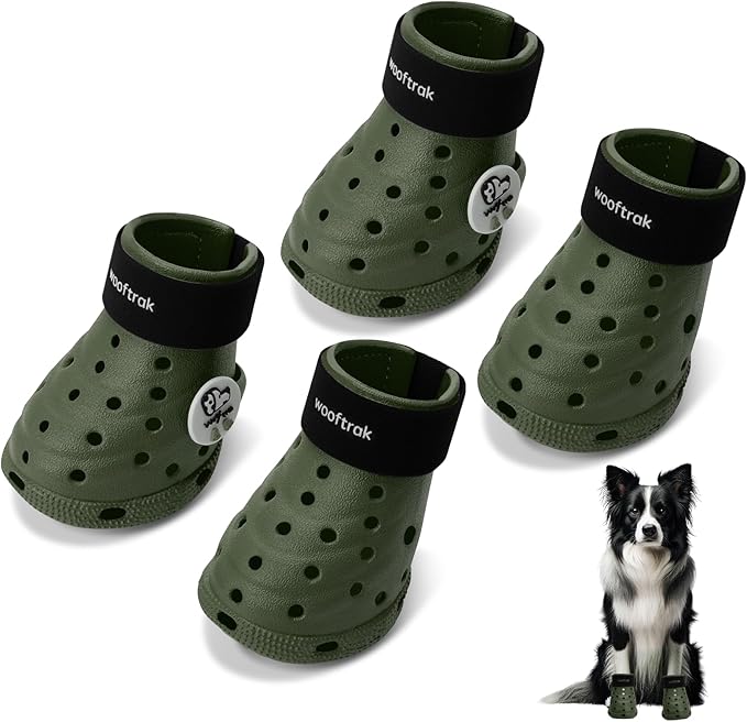 Dog Shoes Breathable Dog Shoe for Hot Pavement, Dog Booties and Paw Protectors, Non-Slip Waterproof Dog Sandals Boots (Green+Black, L: (3.1’’x2.5'')(L*W))
