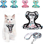 Halypet Cat Harness and Leash Set[MAX Safety 4th-Gen] Cute Escape Proof Vest Harness for Girl&Boy Cat Walking, Comfortable Adjustable Leash and Reflective Strips for Outdoor Kitten, XS Inky Meowy