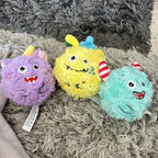 DKING 3Pack Squeaky Dog Balls,2 in1 Funny Puppy Ball Toys,Birthday Dog Toy for Small Medium Dogs (Monster Ball)