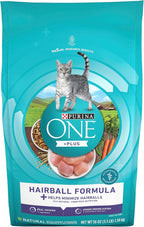 Purina ONE Natural Cat Food for Hairball Control, +PLUS Hairball Formula - 3.5 lb. Bag