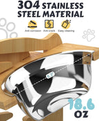 Elevated Dog Bowls, Adjustable Raised Dog Bowl Stand for Small Size Dogs and Cats, Durable Bamboo Dogs Feeder with 2 Stainless Steel Bowls and Non-Slip Feet, Pet Food Bowl with Mat