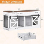 Extra Large Dog Crate Furniture for 2 Dogs, 71'' Dog Kennel Indoor with Removable Divider and 4 Storage Drawers, Sturdy Wooden Dog Crate TV Stand with 4 Doors for Large Medium Small Dogs