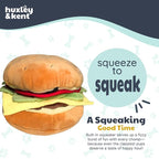 Huxley & Kent Funny Dog Toy w/Squeaker – Power Plush Squeaky Dog Toys for Small, Medium & Large Dogs – Soft Stuffed Animal for Indoor Play & Fetch - Hamburger, Large