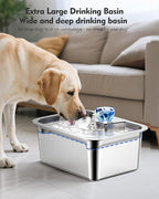Dog Water Fountain for Large Dogs, tainless Steel 3Gallon Extra Big Pet Fountains, Drinking Bowls for Multi Pets,Dog Water Bowl Filter Automatic Dog Bowl Dispenser, Easy to Clean, Quiet Pump
