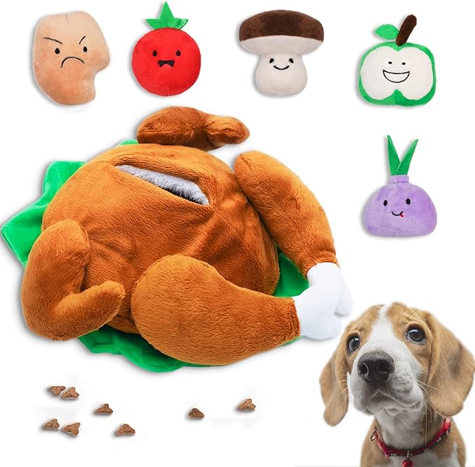 Hide and Seek Dog Toys, Turkey Squeaky Interactive Puzzle Dog Toys for Boredom and Stimulation, Dog Enrichment Toys for Small and Medium Dogs