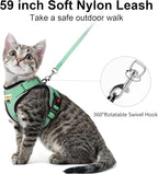 Cat Harness and Leash for Walking, Retractable Cat Harnesses and Leash Set Escape Proof, Breathable Soft Kitten Small Large Harness for Travel Training and Walking, Green, M
