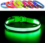 YFbrite Light up Dog Collar, USB Rechargeable LED Puppy Collar Super Bright Adjustable Glowing Dog Lights for Night Walking (Green, Medium)