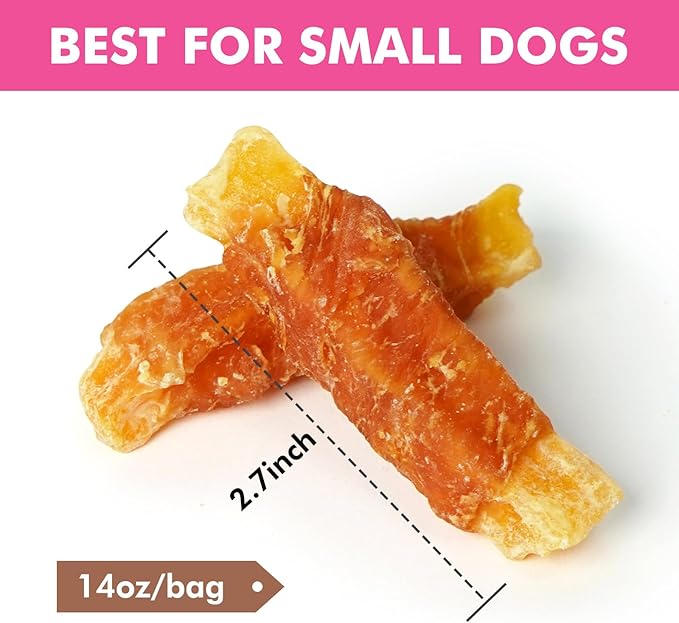 Dog Treats, Chicken Wrapped Sweet Potato Dog Treats, Rawhide Free Healthy Snacks, Soft Chews for Puppy and Small Dogs, 14 oz
