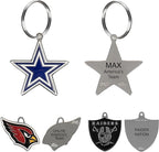 NFL Dallas Cowboys Engraving Pet ID Tags in 32 Team Logo Shapes Personalized Dog Tags and Cat Tags with 3 Lines of Customizable Text for Tracking & Safety. Stainless Steel Pet ID Tracking Tags