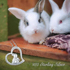 MEDWISE 925 Sterling Silver Dog Paw Print/Rabbit/Panda/Frog Necklace Pendant Heart Necklace Jewelry Gifts for Women Ladies Wife Mother Daughter Granddaughter Birthday Christmas