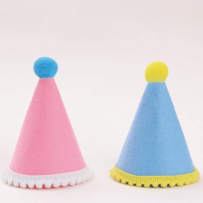 10 Pcs Dog Birthday Hat Set for Small Medium Dogs Cat Puppies, Mini Party Hat with Adjustable Headbands, Cute Pet Hat with Pompons for Birthday Christmas Party Decoration Accessories (Small 3.5 Inch)