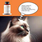 animaux - Omega Complete for Cats Fish Oil Tablets, Omega 3,6 & 9 Fatty acids to Support Metabolism, Bone Structure, Barf Supplement, Salmon Oil for Skin & Coat, 120 chewable Tablets, 120 Days Supply