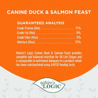 Nature's Logic Grain-Free Canned Dog Food - 95% Animal Proteins - 100% Natural Wet Dog Food Cans - No Common Allergens - All Life Stages - Ideal for Sensitive Dogs - Duck & Salmon (13.2 oz, 12 pack)