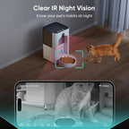 Automatic Cat Feeder with 2K Camera, Laser Tease Pet, 2.4 & 5GHz WiF Pet Feeder for Cat & Dog, Schedule Feeding Pet Food Dispenser w/Camera Rotates Up and Down, Night Vision, 2-Way Audio, 4L