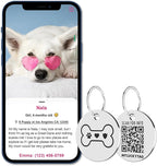 MYLUCKYTAG Stainless Steel QR Code Dog Tags - Scan for Instant Pet Location Alerts