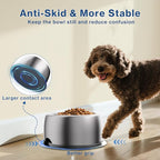 304 Stainless Steel Dog Bowls, Heavy Duty Dog Food Bowl with Extra Strong Non-Slip Mat, Thick Metal Base Water Bowl with Lick Mat for Small, Medium, Large Dogs, Indoor/Outdoor (19.8 oz)