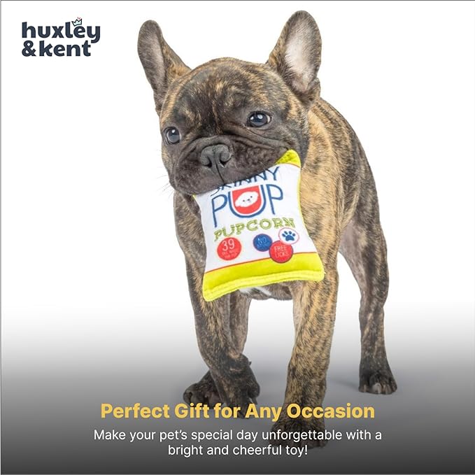 Huxley & Kent Funny Dog Toy w/Squeaker – Power Plush Squeaky Dog Toys for Small Dogs – Durable Small Stuffed Animal for Indoor Play & Fetch - Tiny Tuff Skinny Pup