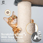 Extra Large 80-Inch Tall Cat Tree w/Widened Perch for Large Cats, Big Cat Tower Indoor, Modern Multi-Level Activity Tower with Scratching Posts, Condos, Baskets, Hammock, Scratching Ramps