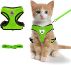 shudyear Summer cat Chest Harness and Leash, Anti-Escape Adjustable Soft mesh cat Leash and Chest Harness Set for All Types of Cats cat Vests (Size S,Green)