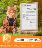 Halypet Cat Harness and Leash Set [ MAX Safety Third Generation ] Escape Proof Soft Adjustable Cat Leash Breathable Comfortable Vest Easy to Wear Kitten Harness for Outdoor Walking Black Small