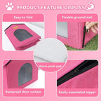 Outdoor Cat House for Shelter Feral Cat, Outside Waterproof Cat House for Outdoor/Indoor Cats, Insulated Cat Bed for All Seasons with Cozy Cushion (Rose Pink, Zip Style)