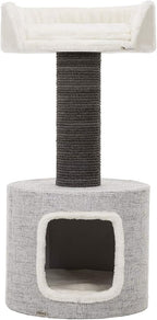 TRIXIE Fonda Cat Scratching Post 39 Inch - Cat Scratcher with Soft Fabric Covering Base and Durable Sisal Rope - for Large Cats with Condo Base and Platform - in Gray