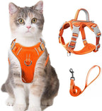 Cat Harness and Leash Set for Walking Escape Proof for Small Large cat Kitten Harness with ID tag Pocket (Orange,XXS)