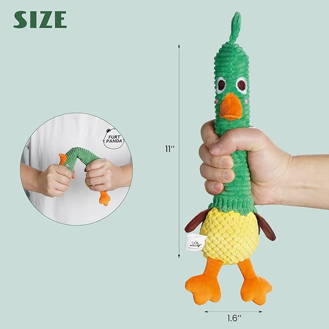 Nocciola 2 in 1 Duck Dog Toy with a Large Rubber Squeaker - Durable Stuffed Squeaky Crinkle Chew Toys for Aggressive Chewers, Medium and Large Breeds