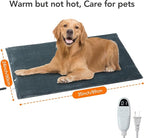 CAROMIO Pet Heating Pad, 6 Adjustable Temperature Dog Cat Heated Bed Pad with Timer, Auto Power Off Indoor Warming Electric Pet Pads with Chew Resistant Cord, Large Size 35 X 24 INCH