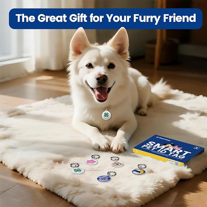 QR Code Pet ID Tags for Dogs & Cats [5-Pack] Luck Charm Design, Waterproof, Smart Personalized Dog Tags with Modifiable Profile & Emergency Contact, QR for Instant Location Alerts