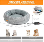 Heated Cat Bed for Indoor Cats, 20’’ Electric Cat Heated Bed Pet Warming Bed for Cats and Small Dogs, Washable Calming Round Donut Pet Bed with Heating Pad, Indoor Use