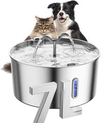 7L/1.85Gal/237oz Stainless Steel Cat Water Fountain, Automatic Pet Fountain Large Dog Water Dispenser with Filters & Dual Function Drinking for Multiple Pets Indoor