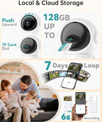 ZUMIMALL Security Camera Indoor, 5G/2.4G WiFi Baby Monitor with Camera and Audio, 2K Wired Pet Cameras for Home Security, One-Click Call, Auto Tracking, Cry/PIR/AI Detection, Alexa/ONVIF/Cloud