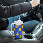 Boccsty Rubber Yellow Duck Blue Insulated Tumblers Reusable Stainless Steel Tumbler 30 oz Cup Coffee Travel Mug Water Bottle with Handle & Flip Straw for Home Office Car