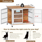 EasyCom 42"/41"/33" XL Heavy Duty Dog Crate Furniture with Casters, Dog Kennel Indoor for Large and Medium Dogs, Double-Doors Sturdy Dog Cage for Anxiety Dog, Decorate House as TV Stand, Bedside Table