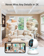 blurams 5G Cameras for Home Security, 2K Pet Camera with Phone App, 360° PTZ Indoor Camera w/Dual-Band WiFi6, Free Human/Motion/Sound Detection, 2-Way Talk, Night Vision, Works with Alexa, 2Pack