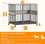 Dog Crate Furniture for Extra Large Dogs, 47 Inch Indoor Kennel, Wooden Pet Cage Decorative Corner End Table with Caster Wheels & Double Removable Tray, Greige