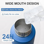 Insulated Dog Travel Water Bottle with Detachable Bowls, 3 in 1 Portable Dog Water Bottle Dispenser, Dog Accessories for Walking, Hiking, Camping, Outdoor (Navy Blue, 32 Oz)