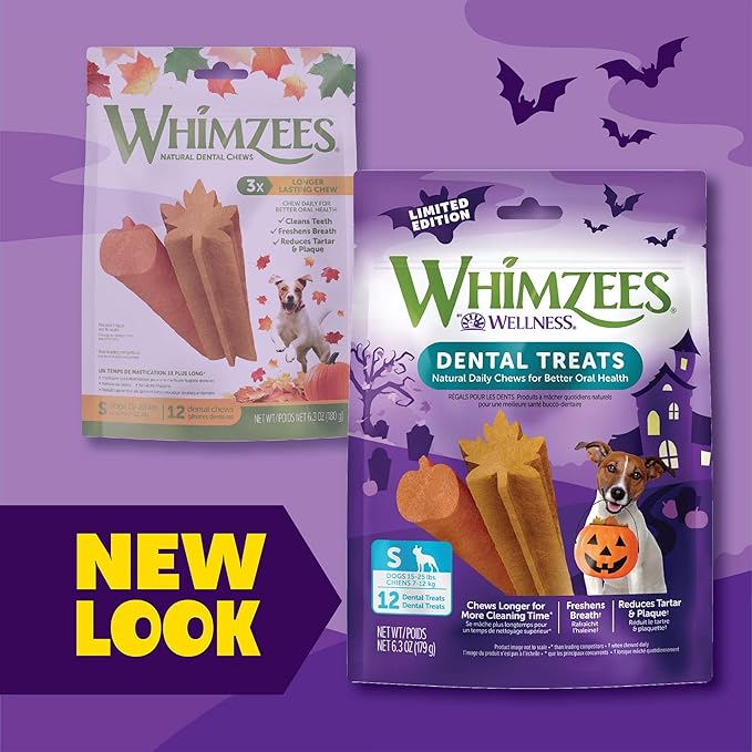 Wellness WHIMZEES Fall Dog Dental Treats, Autumn Natural Chews for Dogs, Small Size Stick, (12 Count)