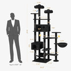 85inch Giant Cat Tree for Heavy Duty Big Cats, Multi-Level Luxury Cat Tower with Scratching Post, Cat Condo with Hammocks & Plush Perches for Indoor Cats Large Adult, Black