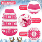 KOOLTAIL Cable Knit Dog Sweater Turtleneck, Cold Weather Pullover Classic Knitwear, Snowflake Pattern Thick Warm Winter Pet Clothes, Dog Christmas Sweater for Small Medium Large Dogs Girl, Pink M