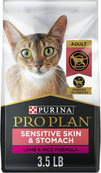Purina Pro Plan Sensitive Skin and Stomach Cat Food, Lamb and Rice Formula - 3.5 lb. Bag