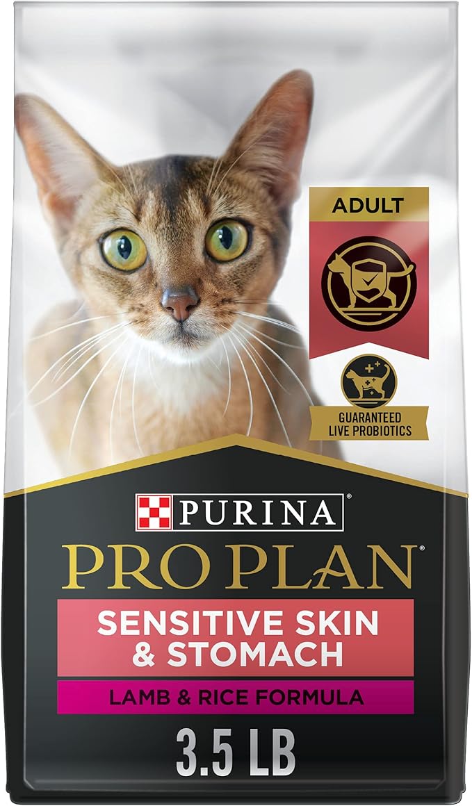 Purina Pro Plan Sensitive Skin and Stomach Cat Food, Lamb and Rice Formula - 3.5 lb. Bag