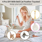 Laser Cat Toys for Indoor Cats, 2 in1 Interactive Cat Toys Laser and Feather Cat Wand Rechargeable Automatic Cat Laser Toy, for Bored Indoor Adult Cats/Kittens