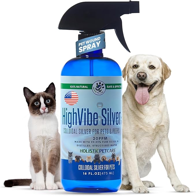 Holistic Pet Care - Colloidal Silver Spray for Dogs, Cats, Horses & Birds - 20 PPM Effective Wound Care, Hot Spot Treatment, Skin Relief & Immune Support - All-Natural Pet Silver Spray (16 Oz)